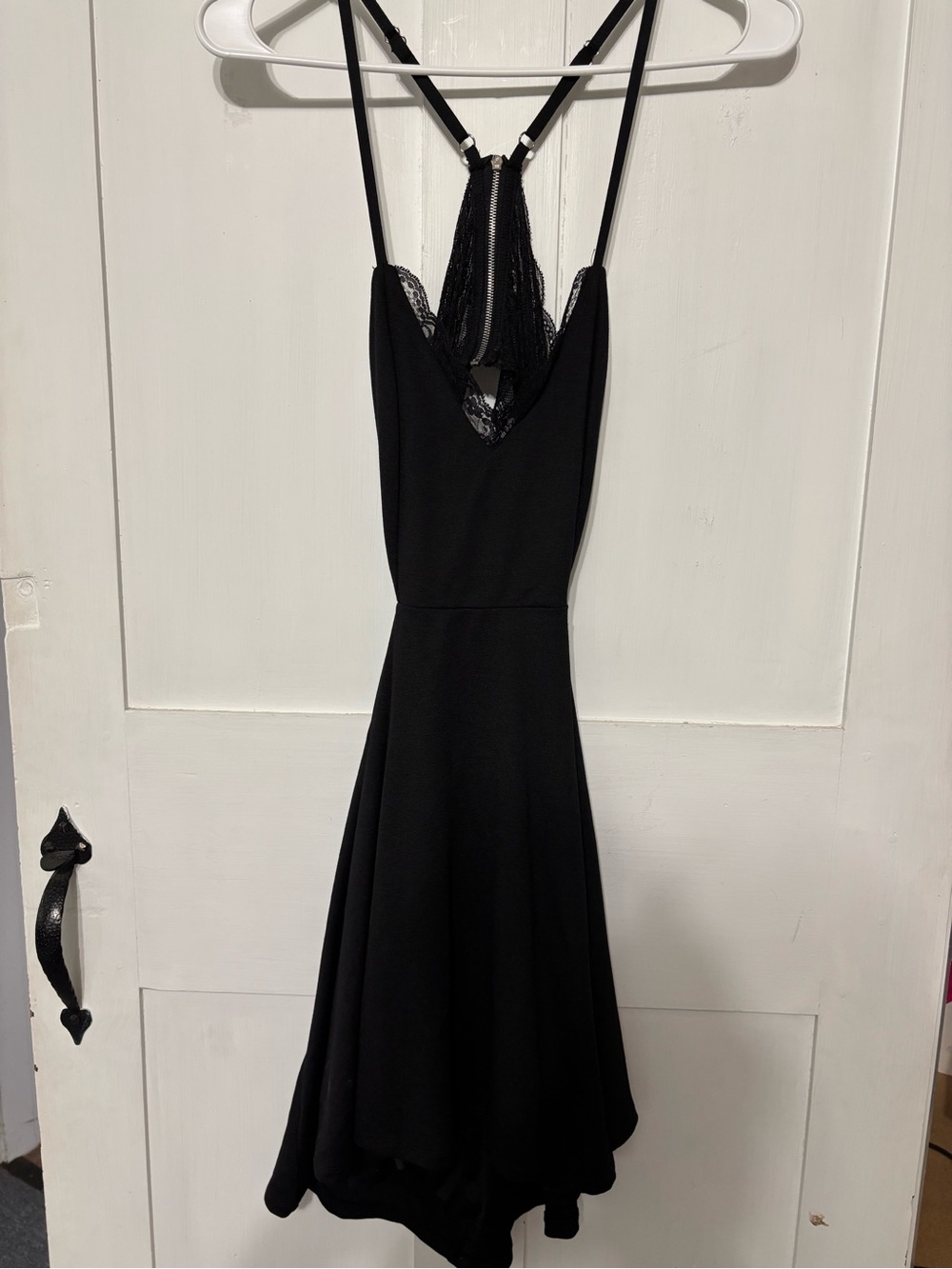 Lush Black One-Shoulder Lace-Back Dress